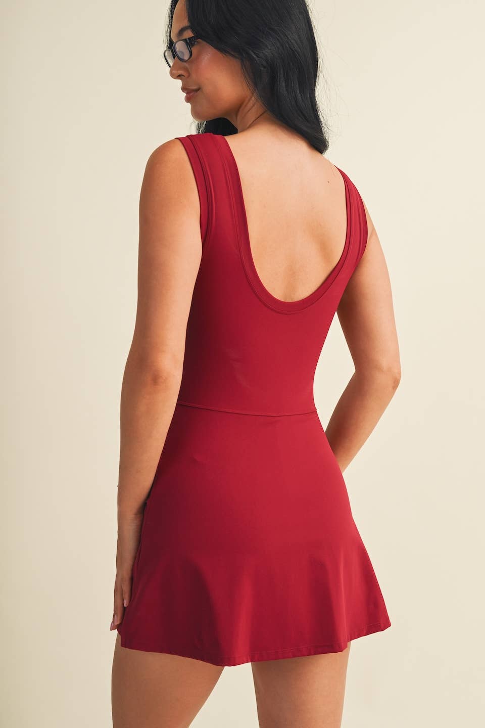 Sleeveless Wrap Tie Front Dress- Dark Cherry