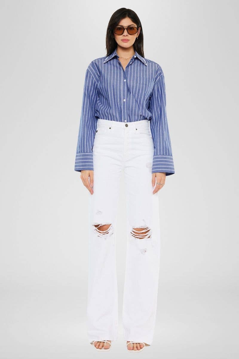 KAN CAN FLARE JEANS WHITE COLOR RIGID DISTRESSED