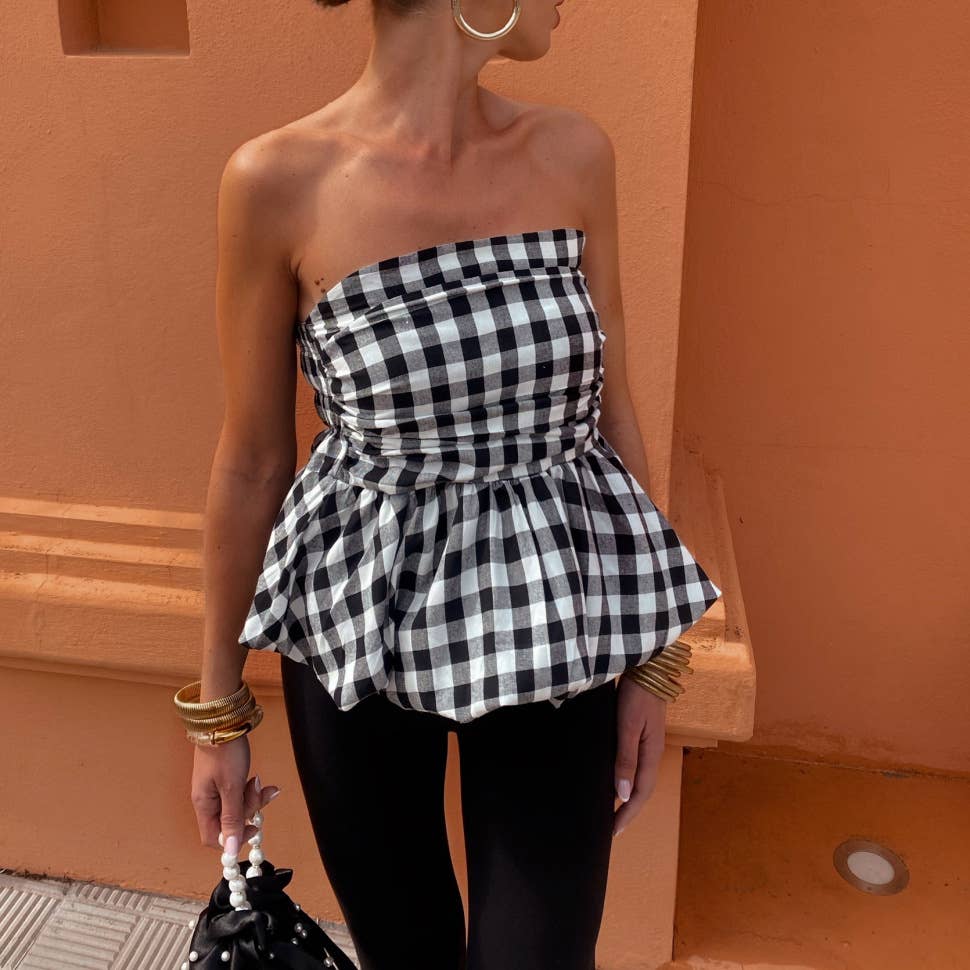 Gingham Bubble Tube Top