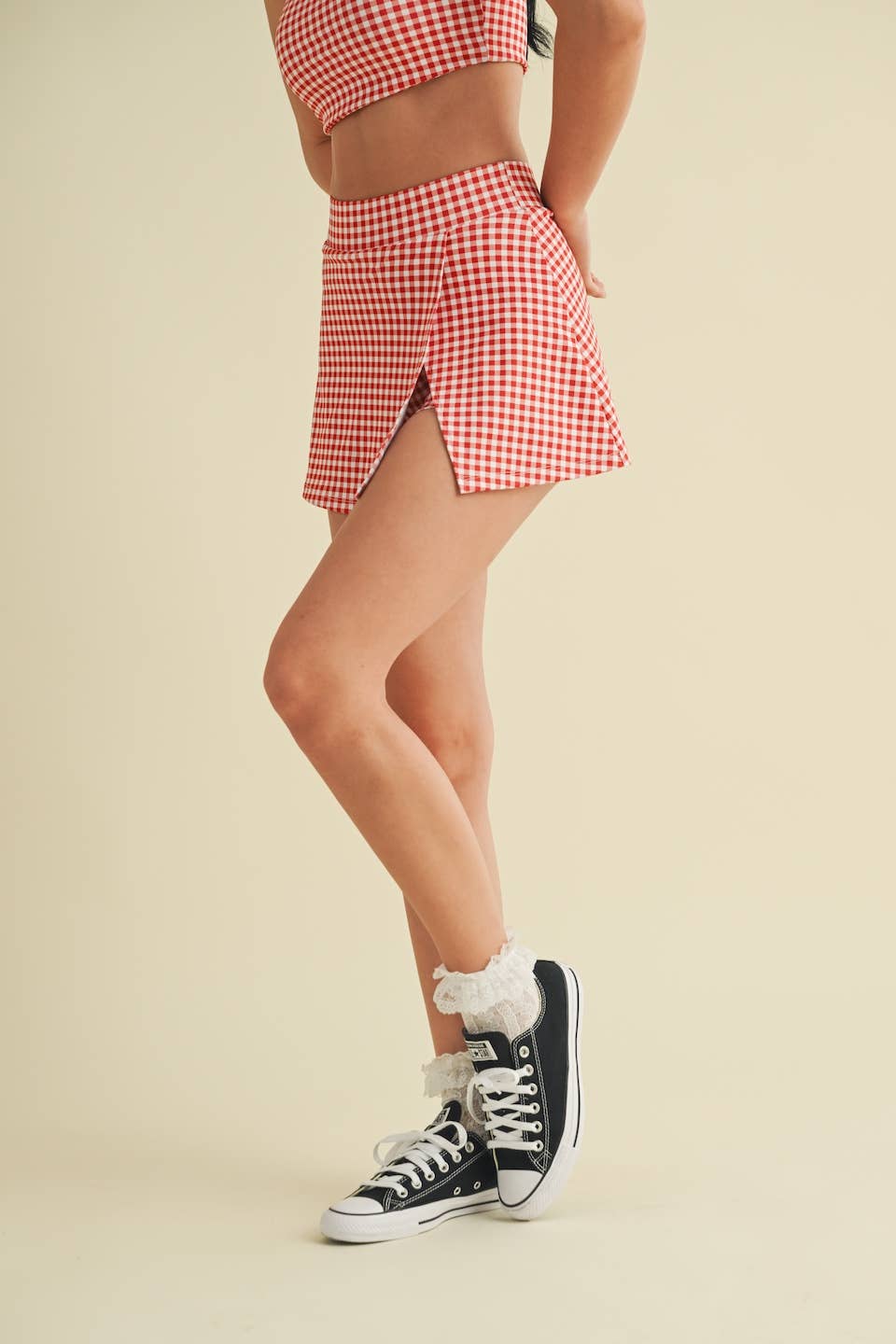 Gingham A-Line Skort: Blue / L