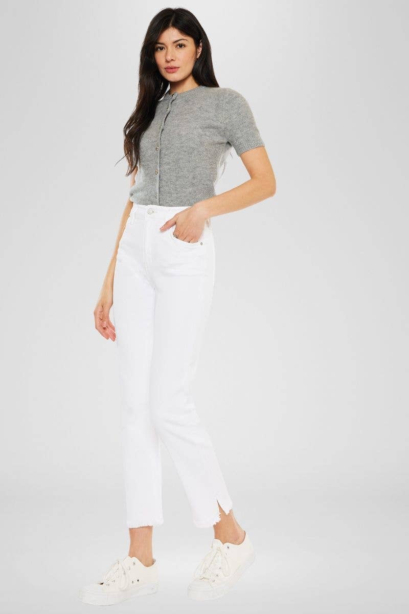 HIGH RISE WHITE SLIM STRAIGHT JEANS