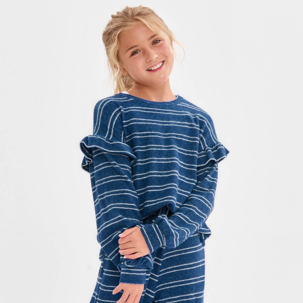 Ruffle Shoulder Brushed Knit Top