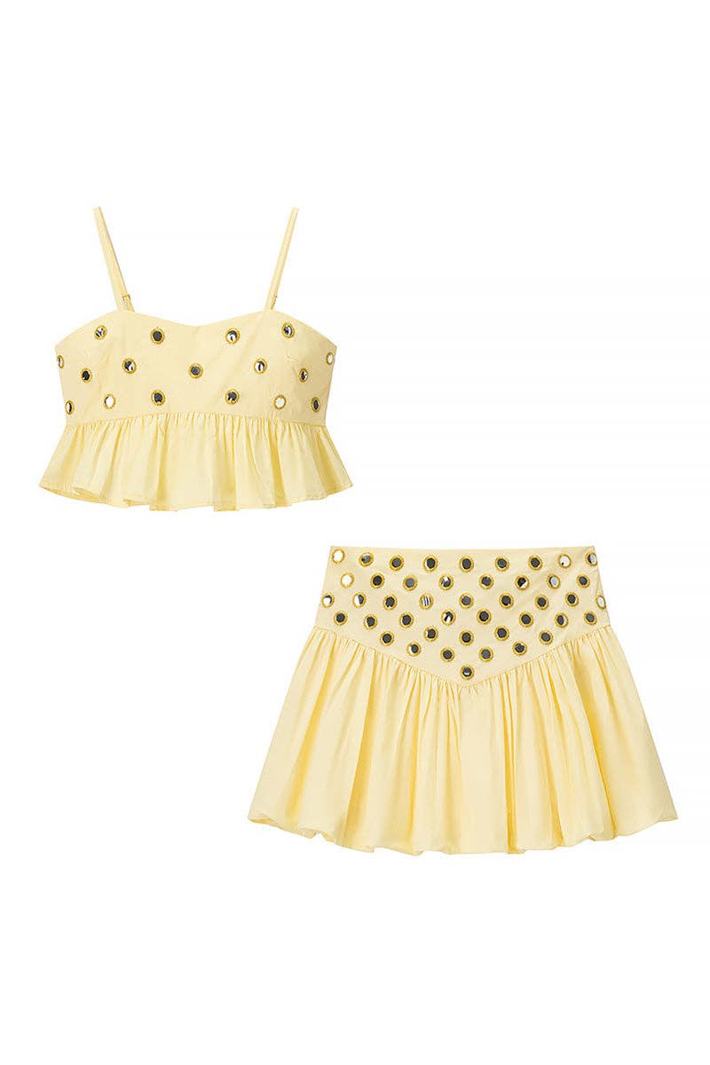 Polka Dot Spaghetti Strap Set Yellow