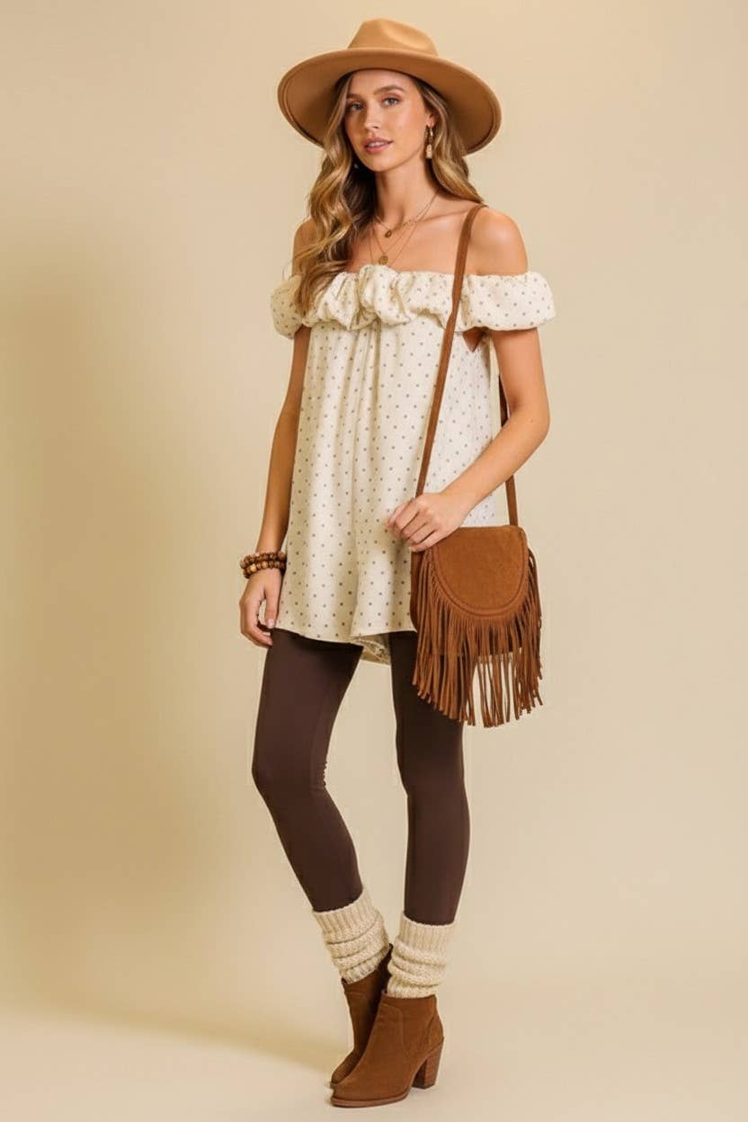 Polka Dot Off-The-Shoulder Romper