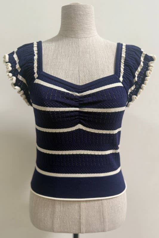 Coastal Breeze Knit Flutter Top