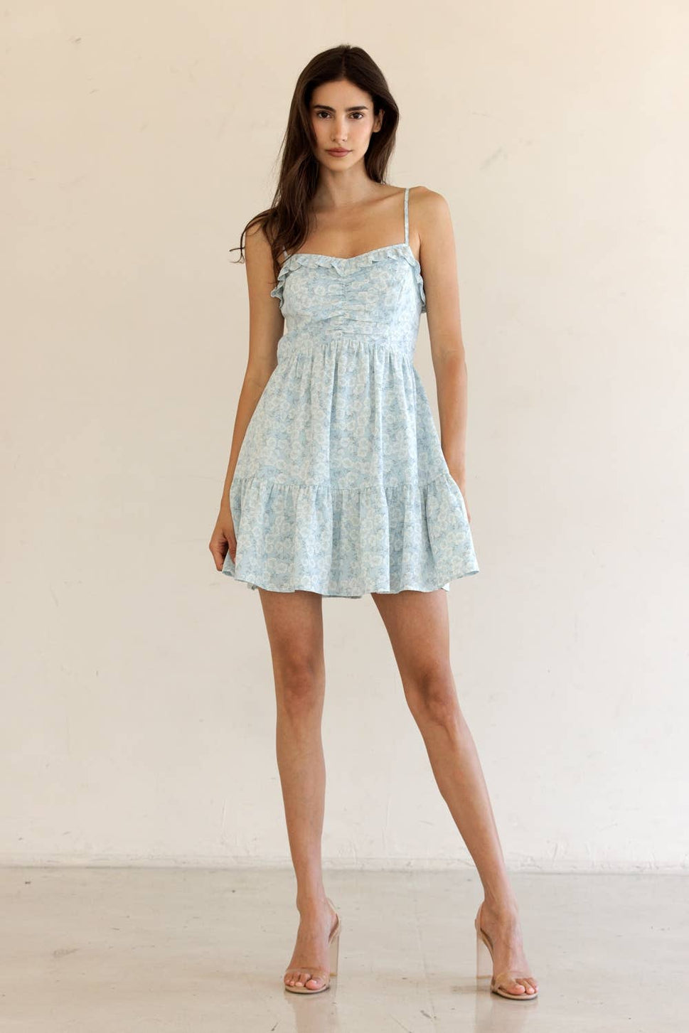 FLORAL RUFFLED MINI DRESS