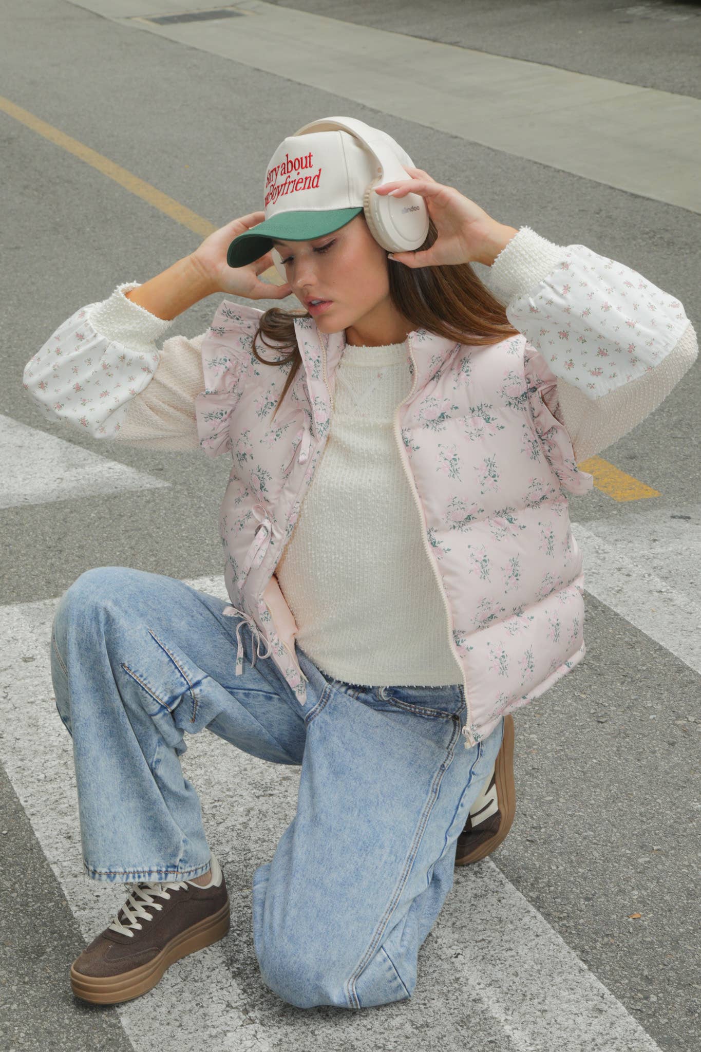 FRONT ROW RUFFLE SLEEVE PUFFER VEST