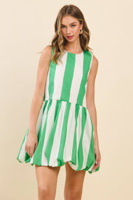 CD05939-Bold Vertical Stripes Gathered Drop Waist Dress