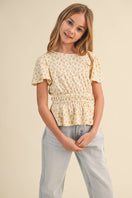 Switch TWEEN KIDS GIRLS ROUND NECK FLUTTER SLV PEPLUM TOP 2 image