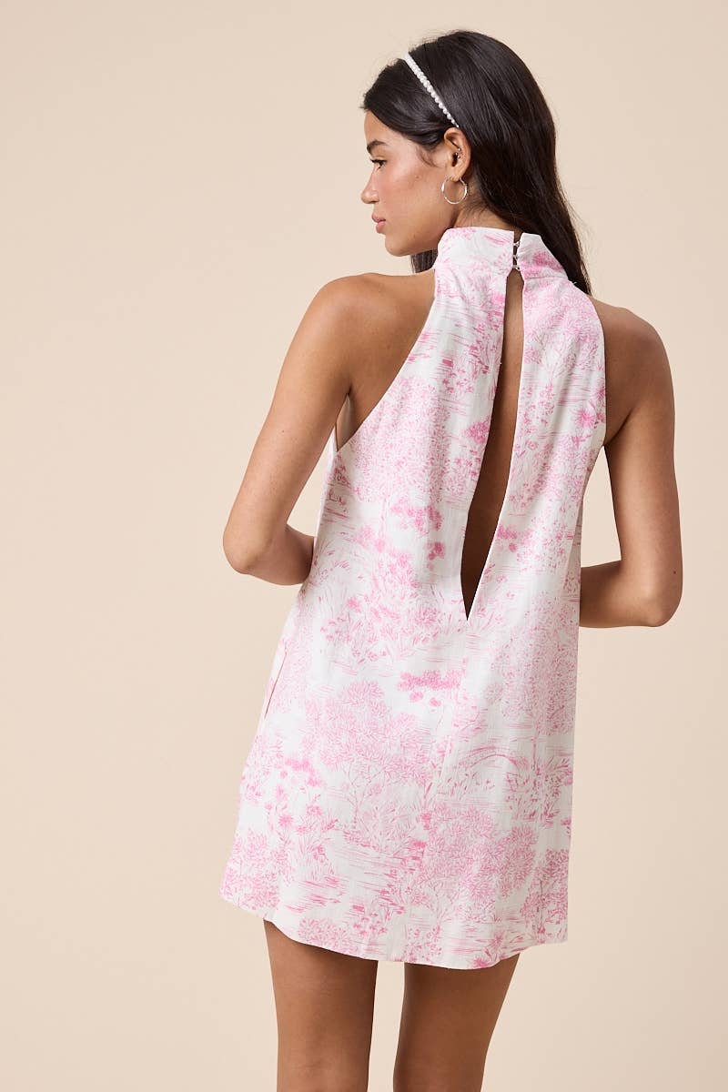 LOVELY POND TURTLE NECK CUTOUT PLAIN MINI DRESS