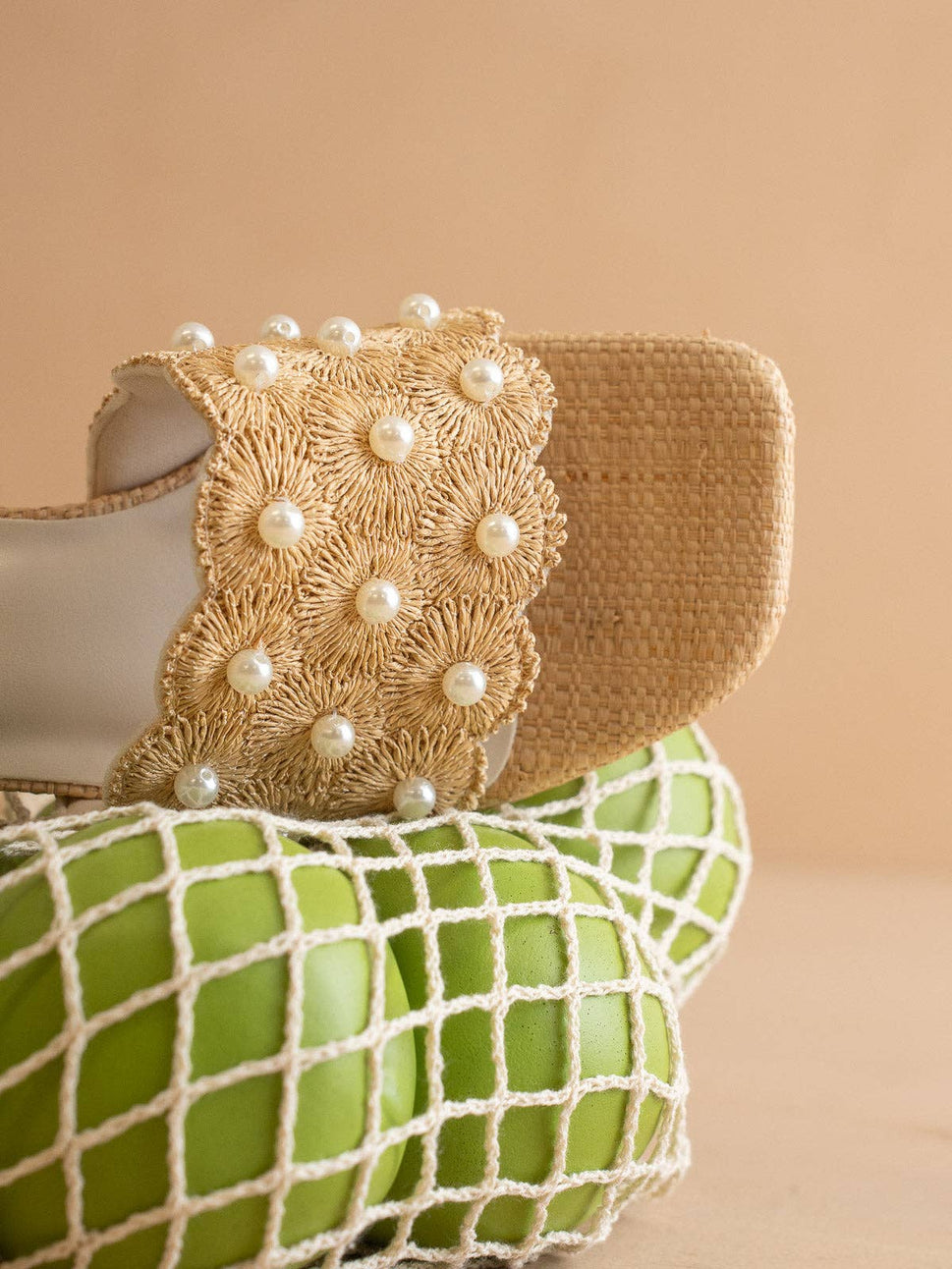 The Holland | Natural Pearl Raffia Block Heel Mule
