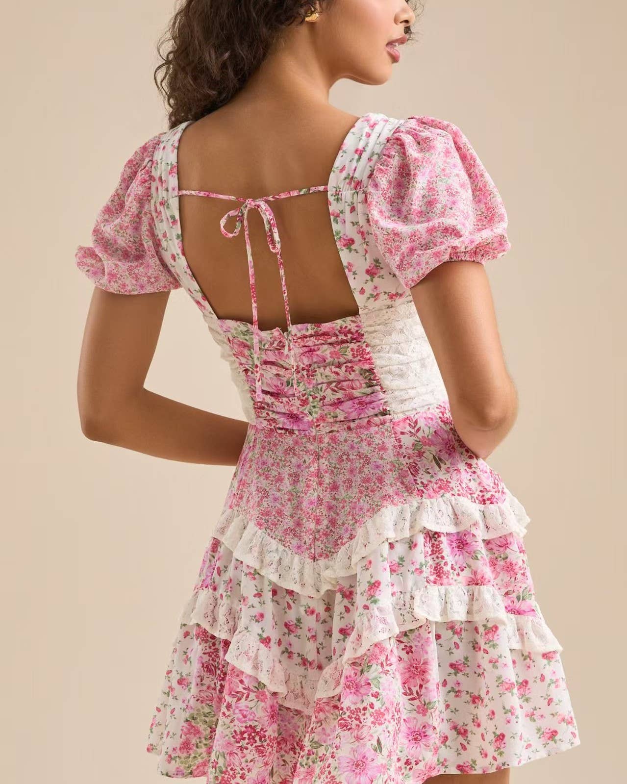 Floral Lace Smocked Dress