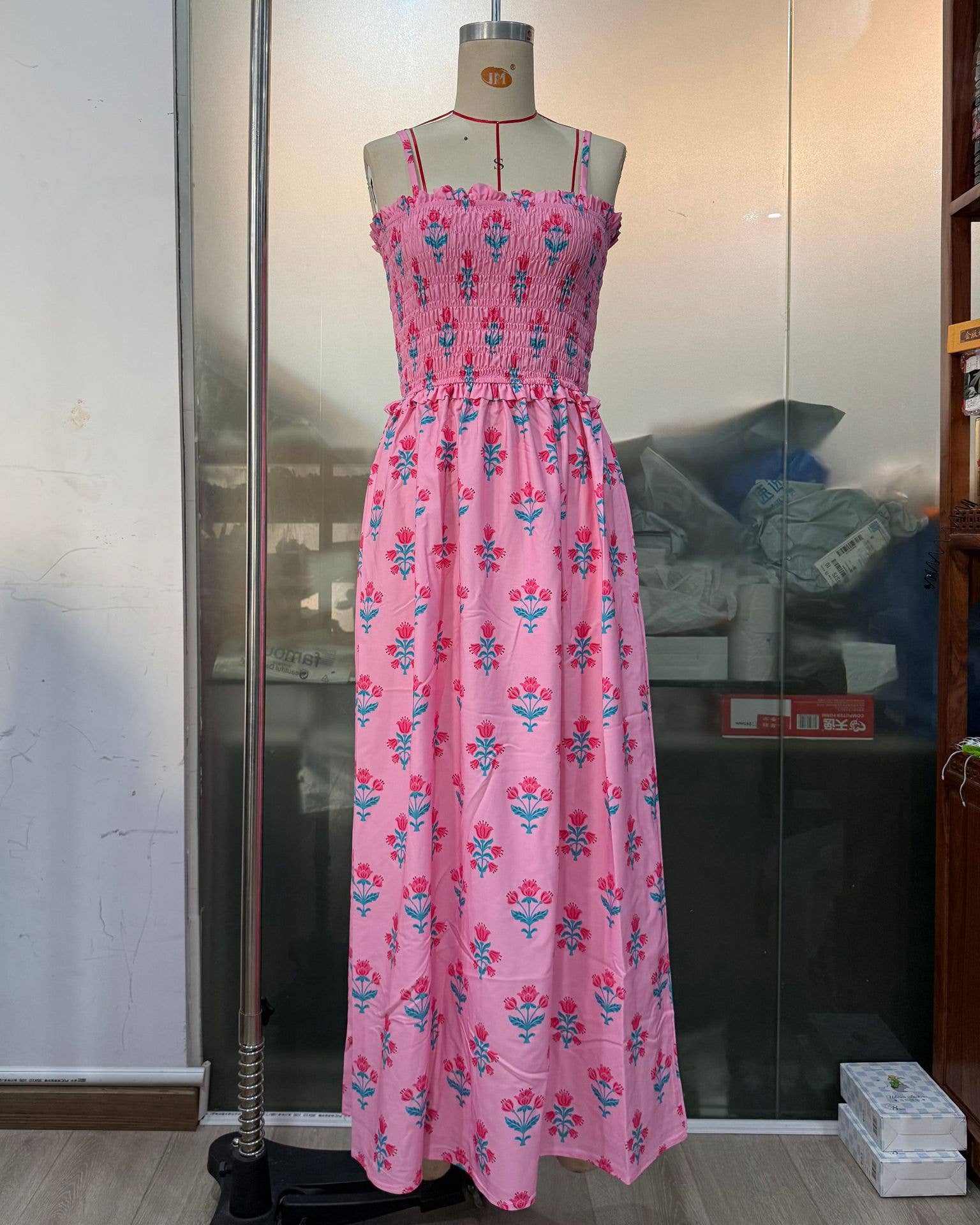 BOHEMIA MAGNOLIA FLORAL SPAGHETTI STRAPS FLARE DRESS