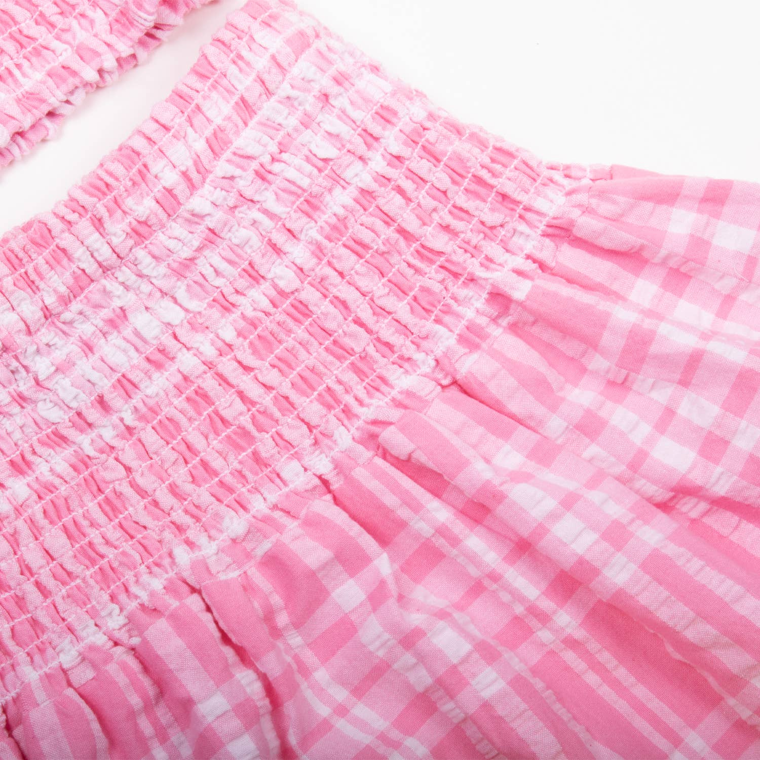 PUCKER PINK SMOCKED TIE TOP SKIRT SET