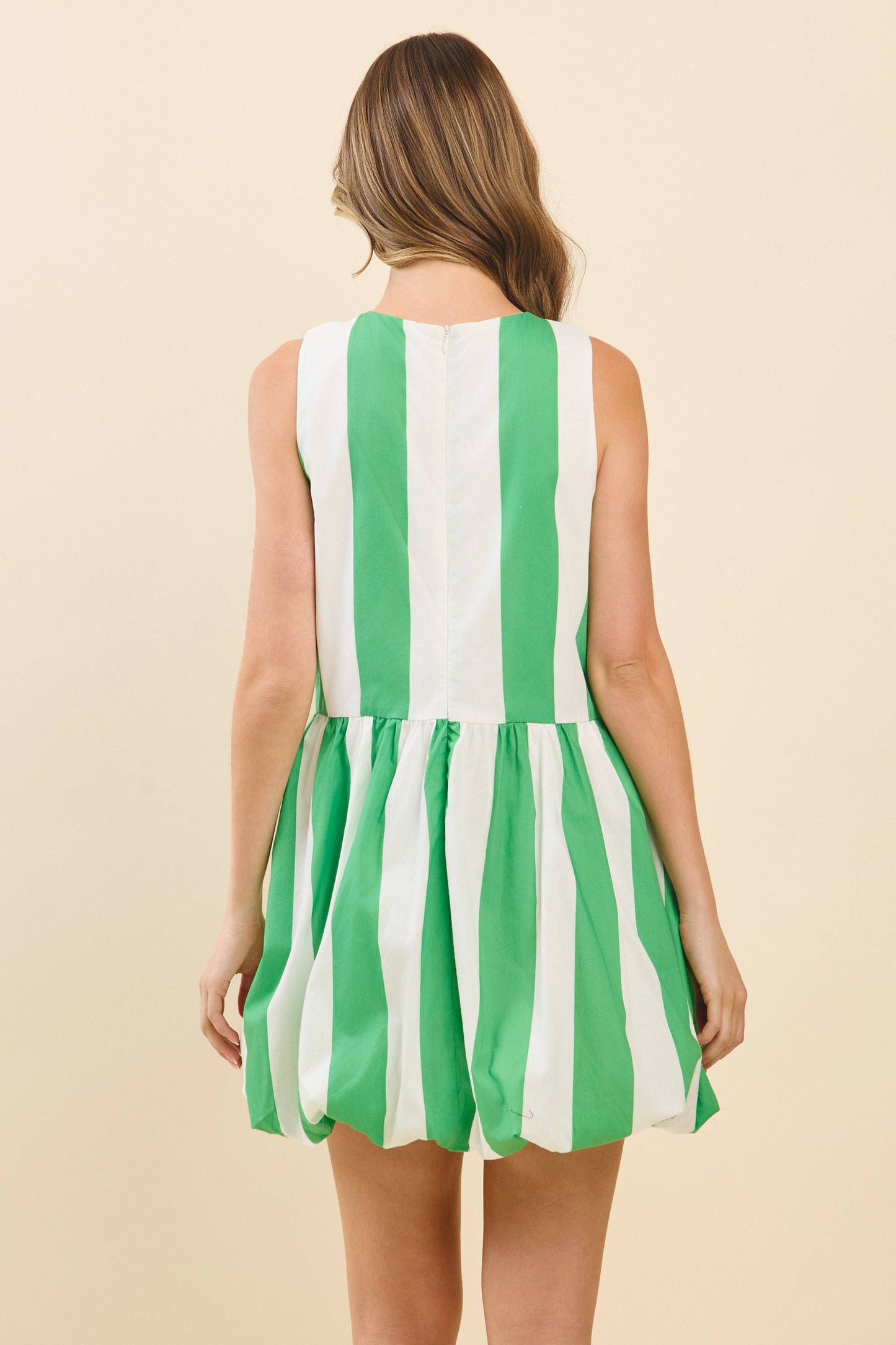 CD05939-Bold Vertical Stripes Gathered Drop Waist Dress