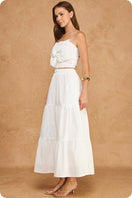 Switch Flower Rosette Detail Crop Top &amp; Tiered Midi Skirt Set 2 image