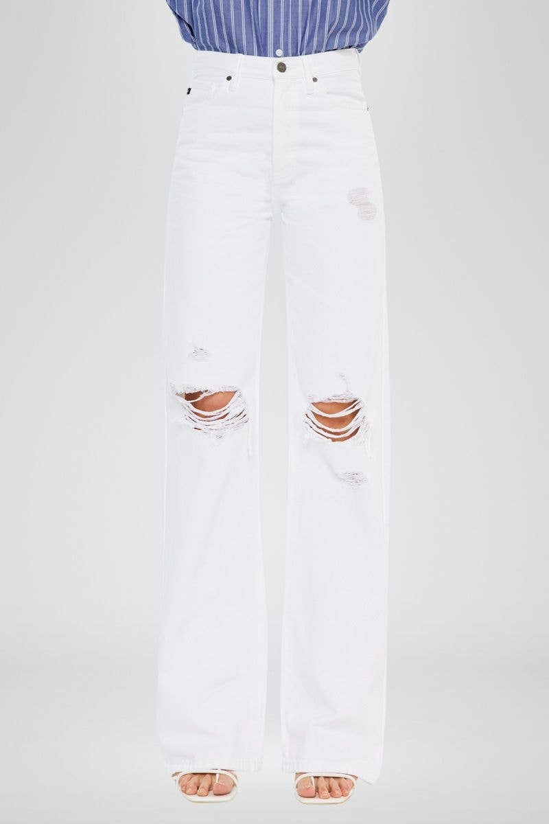 KAN CAN FLARE JEANS WHITE COLOR RIGID DISTRESSED