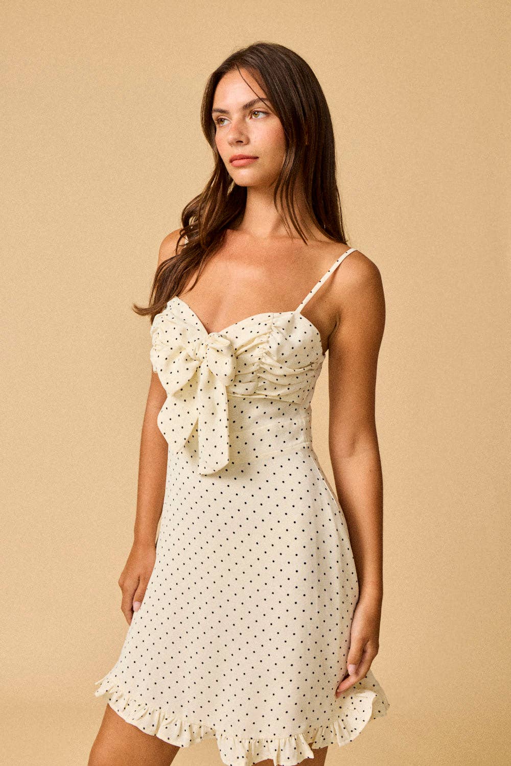 Caroline Polka Dot Dress: Cream/Black