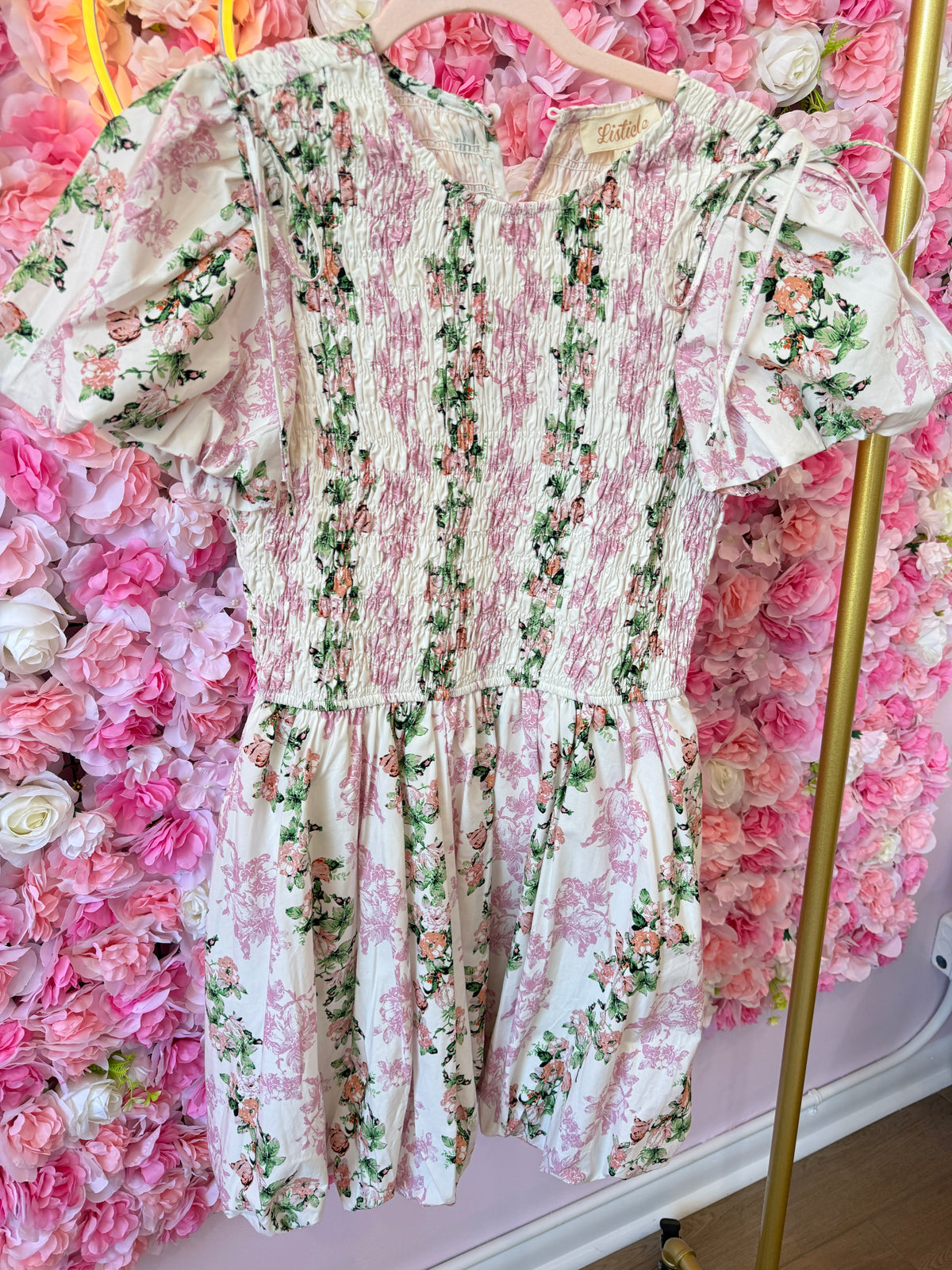 *Purple & Green Floral Mini Dress