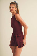 Switch *Sleeveless Wrap Tie Front Dress- Burgundy 2 image