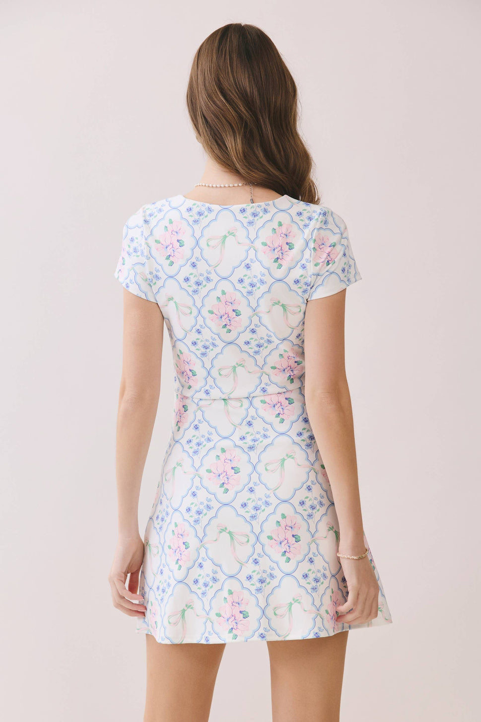 Vintage Floral Print Square Neck Mini Dress