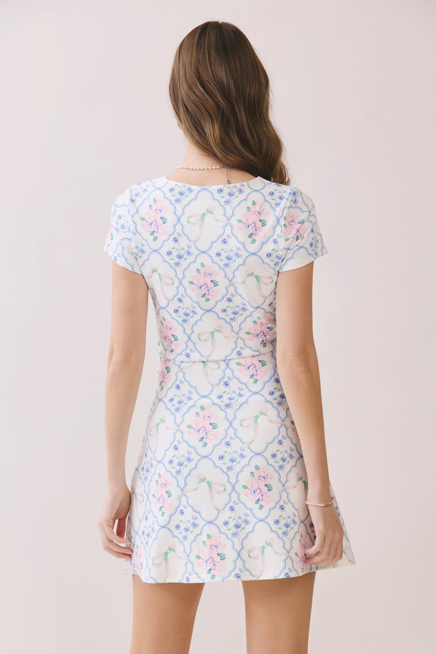 Vintage Floral Print Square Neck Mini Dress
