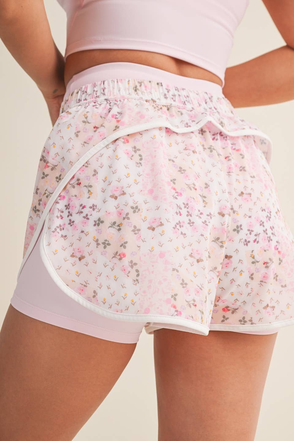 Patchwork Print Double Layer Nylon Shorts