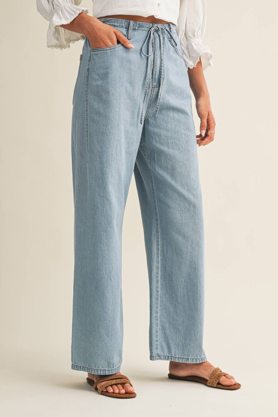 Relaxed Drawstring Denim