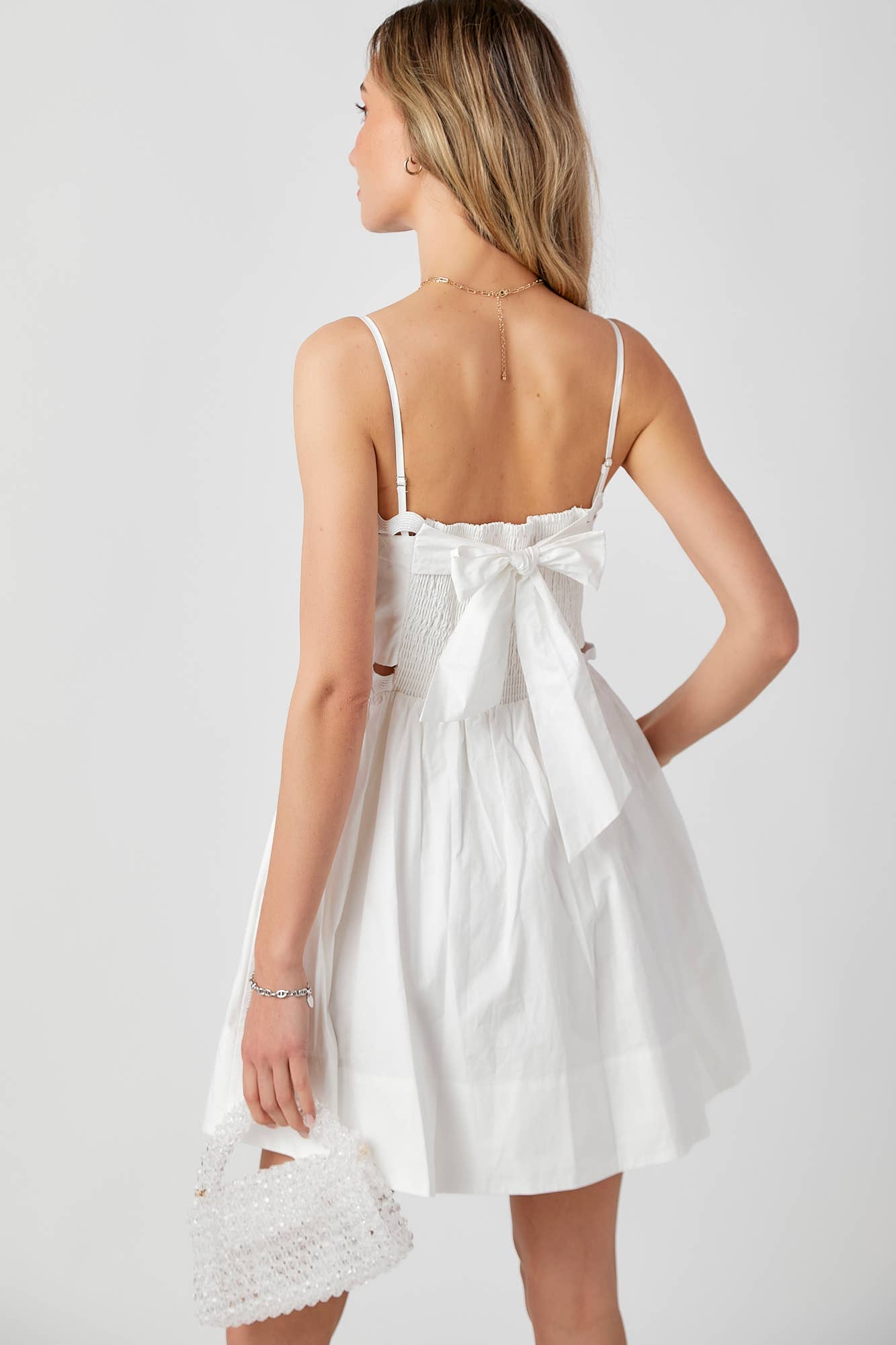 *Bandeau Bodice Mini Dress Adjustable Straps: White