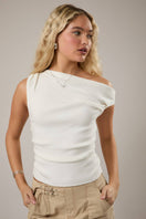 Switch Asymmetrical Neck Sweater Top: White 3 image