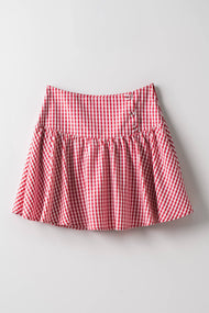 Countryside Comfort Lined Mini Skirt: Red