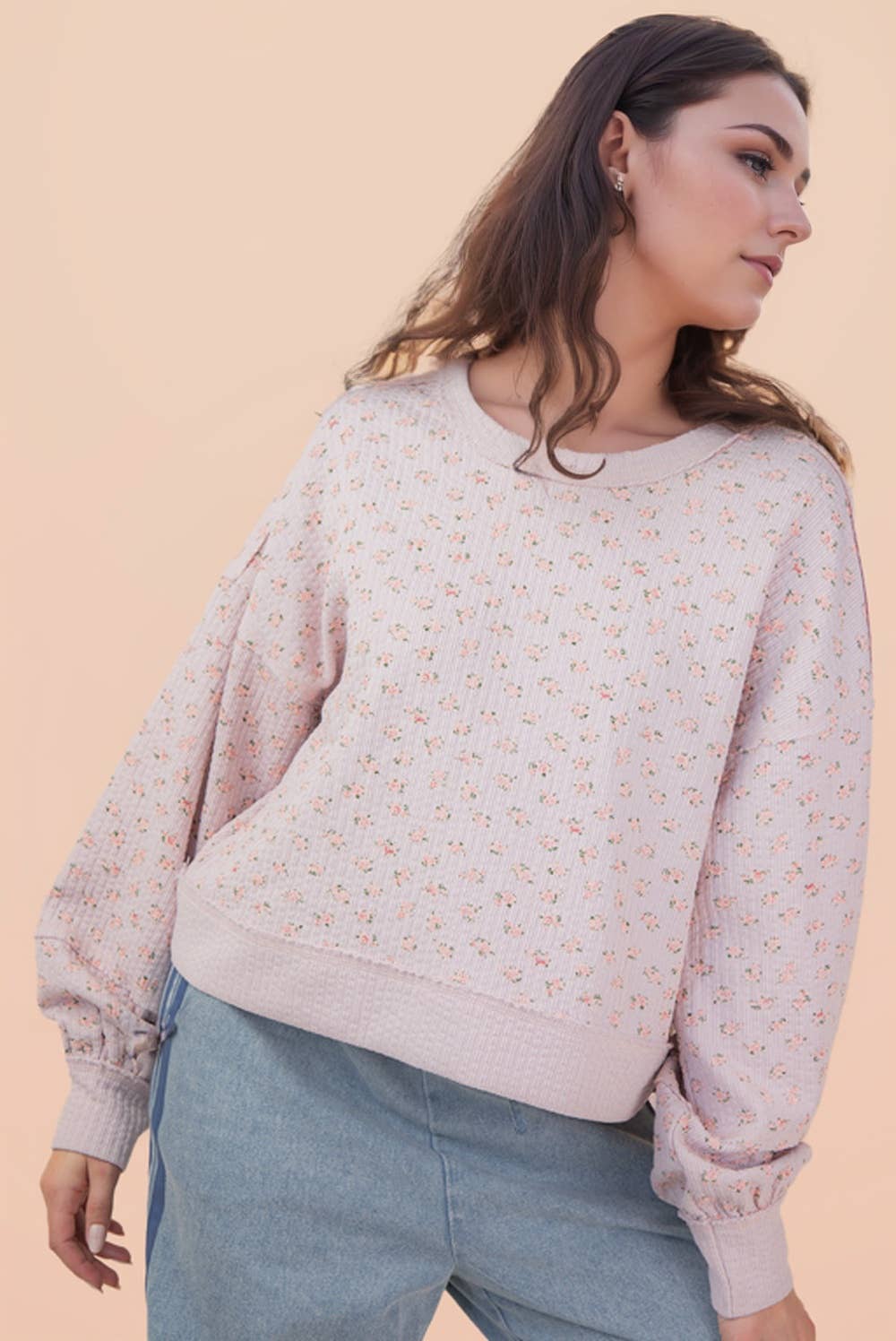 Blush Floral  Oversized Knit Top