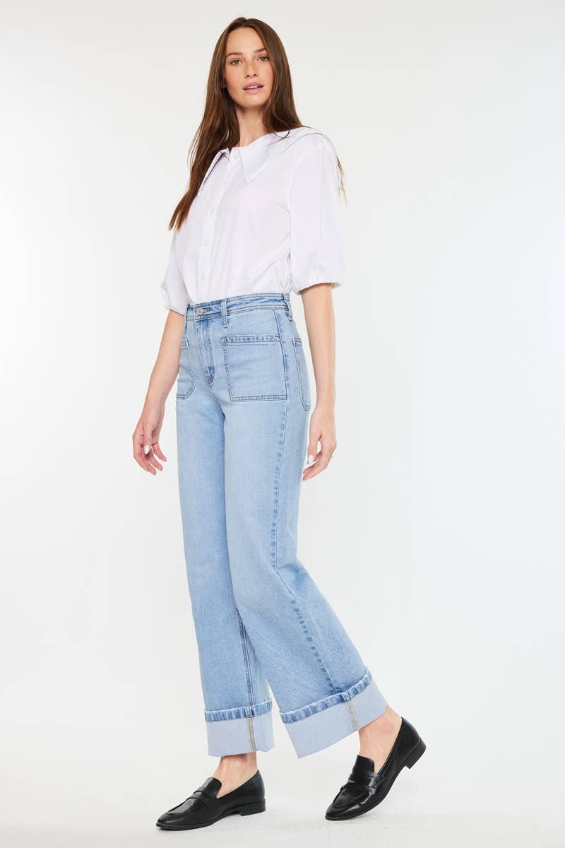 OPEN PACK HIGH RISE WIDE LEG JEANS-KC2603M