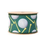 2 1/2" Wired Ribbon | Golf Balls and Tees | 10 Yard Roll