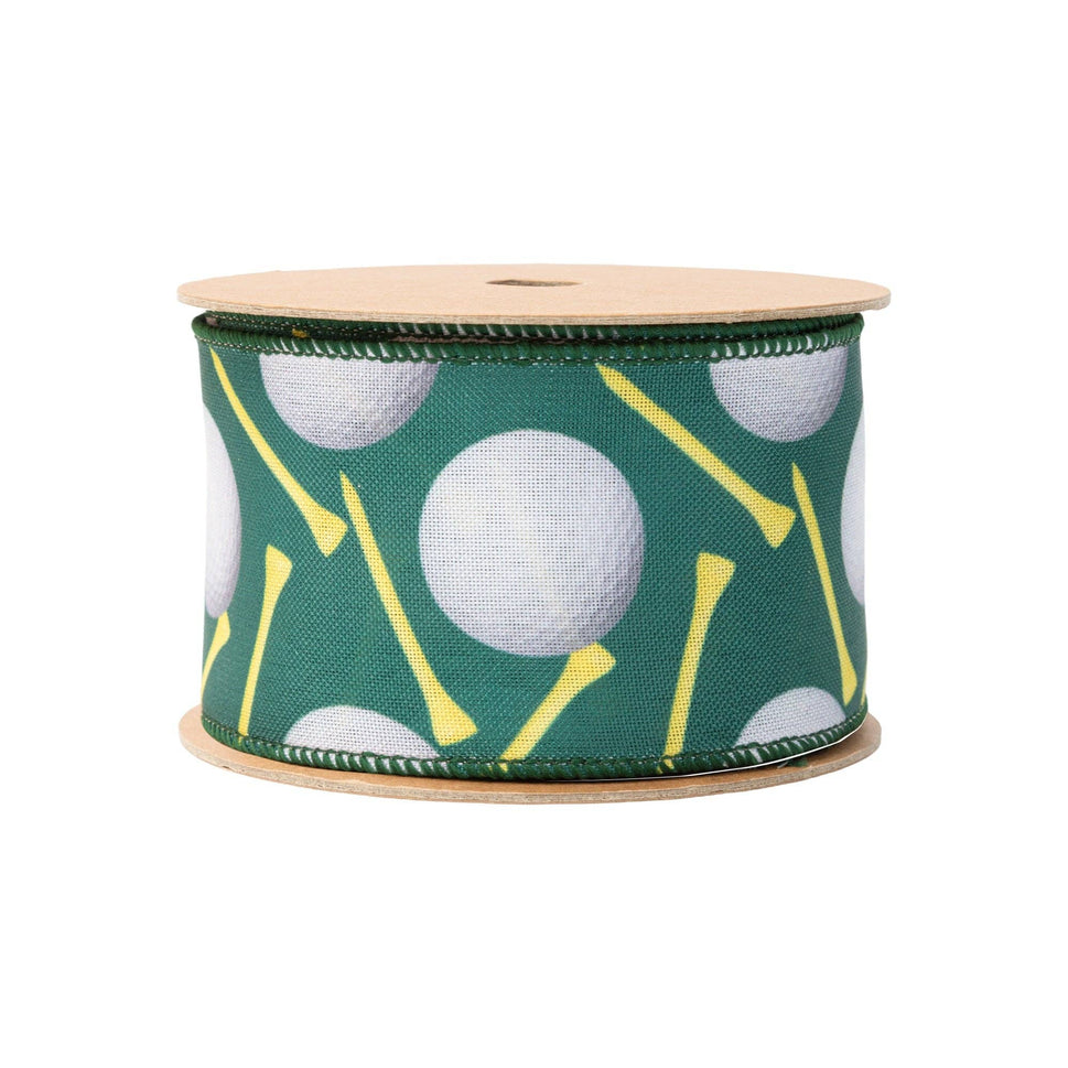 2 1/2" Wired Ribbon | Golf Balls and Tees | 10 Yard Roll