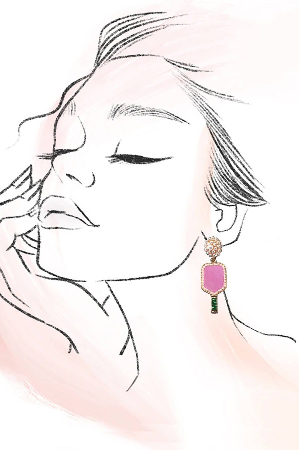 PICKLEBALL PEARL RACKET DROP EARRINGS