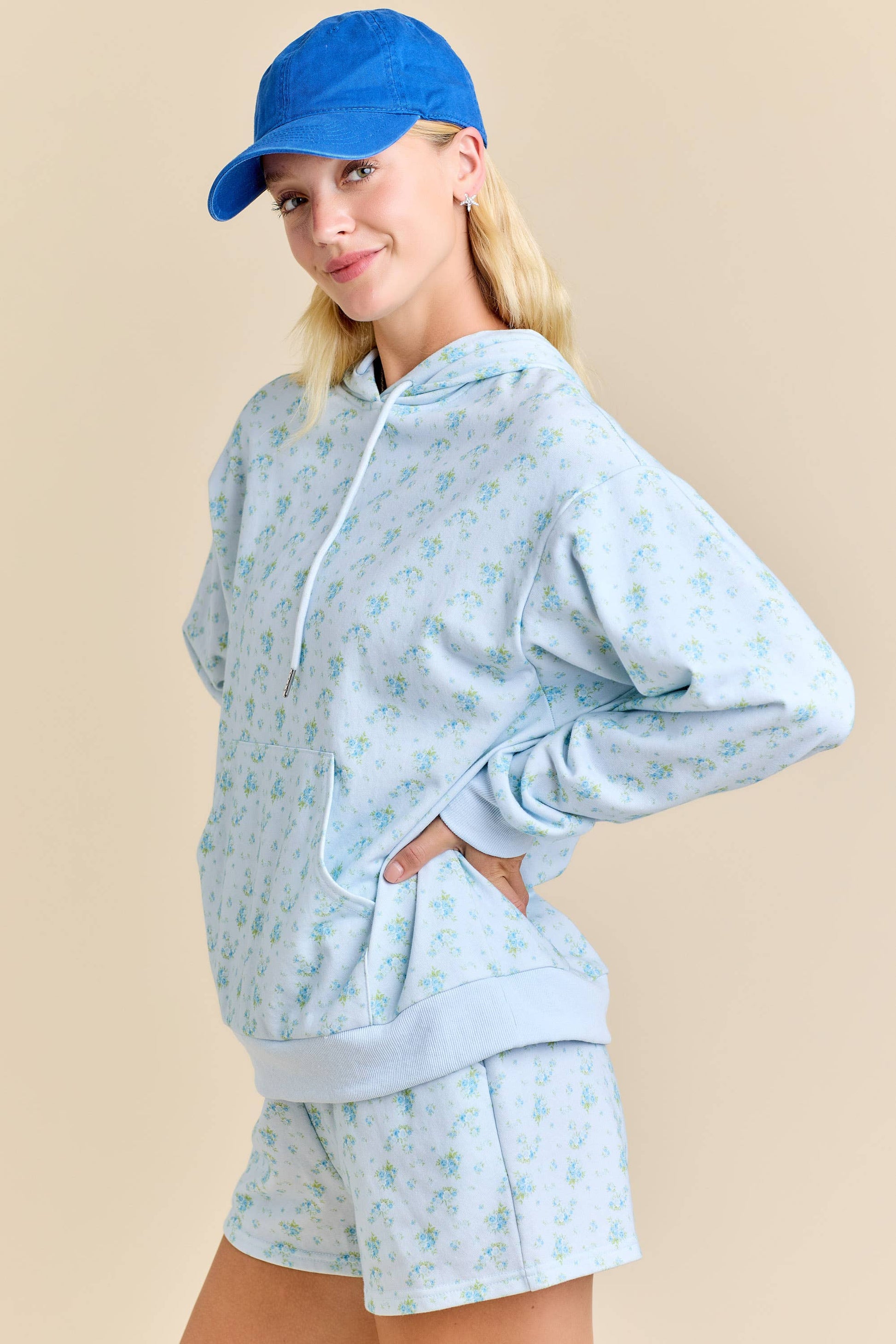 FLORAL PRINT HOODIE SET – PASTEL COZY LOUNGEWEAR