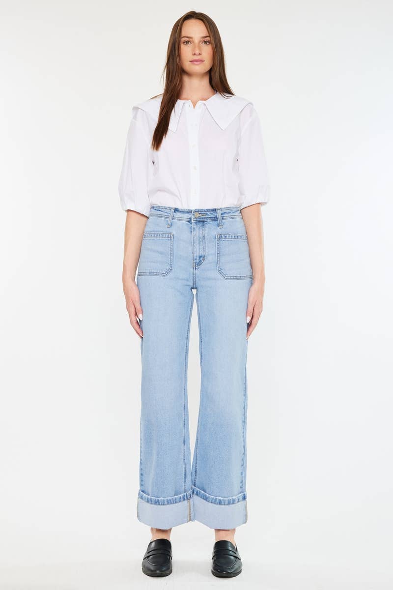 OPEN PACK HIGH RISE WIDE LEG JEANS-KC2603M