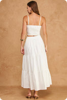 Switch Flower Rosette Detail Crop Top &amp; Tiered Midi Skirt Set 3 image