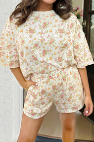 Floral Oversized Tee and Shorts Set