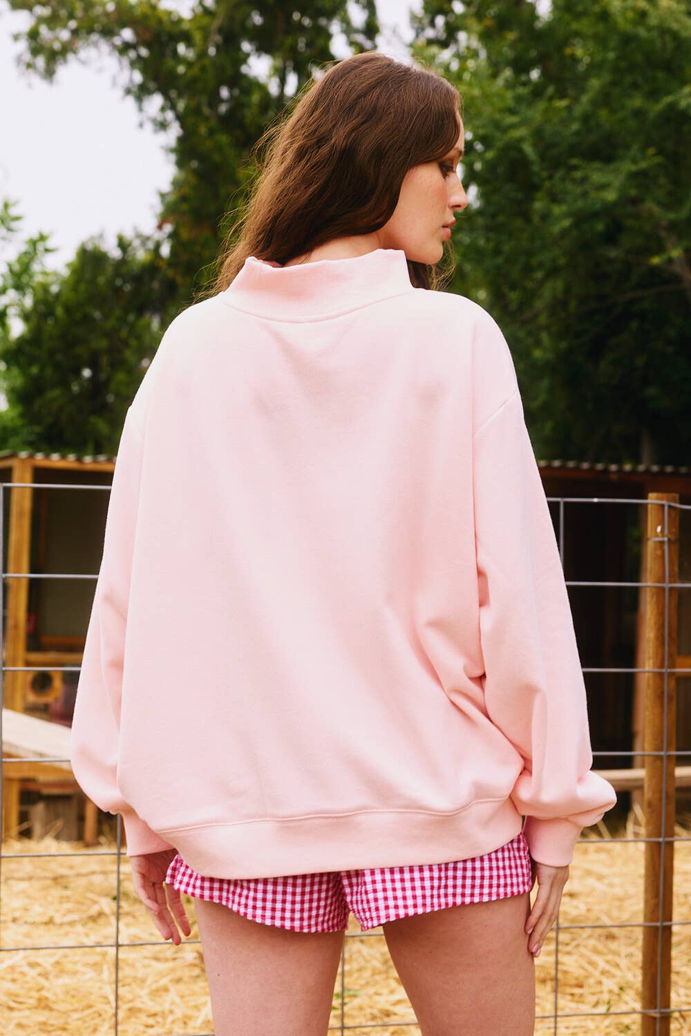 Blessed Embroidered Mockneck Sweatshirt : BABY PINK