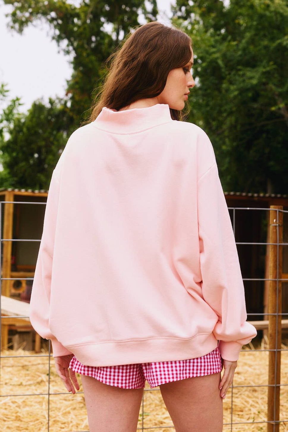 Blessed Embroidered Mockneck Sweatshirt : BABY PINK