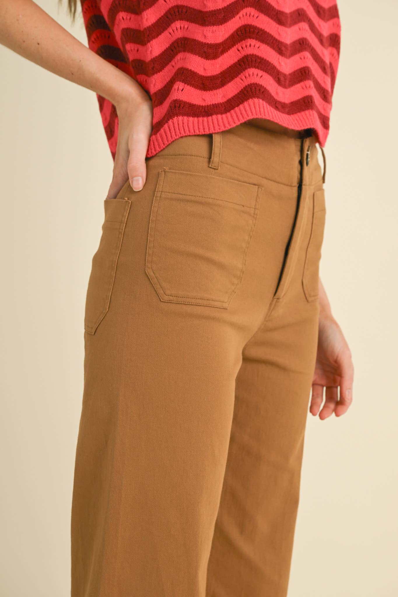 HIGH WAIST CROPPED WIDE LEG PANTS