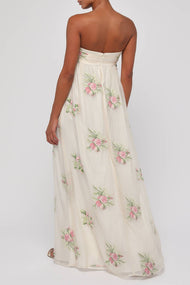Fiona Strapless Embriodered Maxi Dress