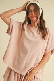 OVERSIZED SHORT SLEEVE TOP WITH BELTED SHORTS SET