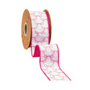 Switch 2 1/2" Wired Dupioni Ribbon | Pink Bows on White w/ Pink Backing | 10 Yard Roll 3 image