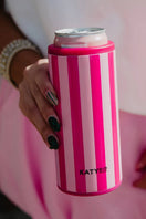 Switch Pink and Hot Pink Striped Slim Can Cooler: Pink and Hot Pink 3 image