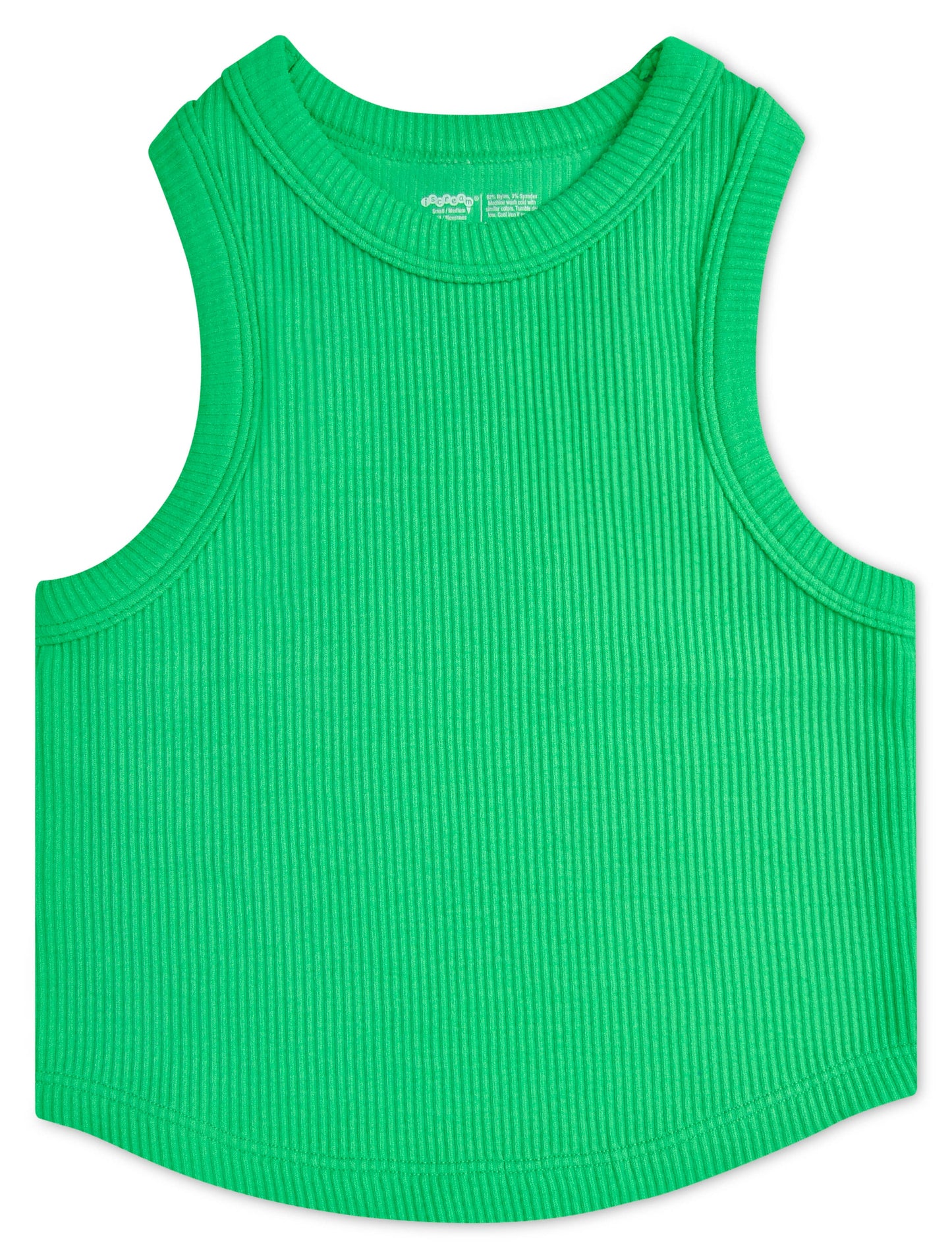 Glam Green Cropped Ribbed Racerback Tank Top