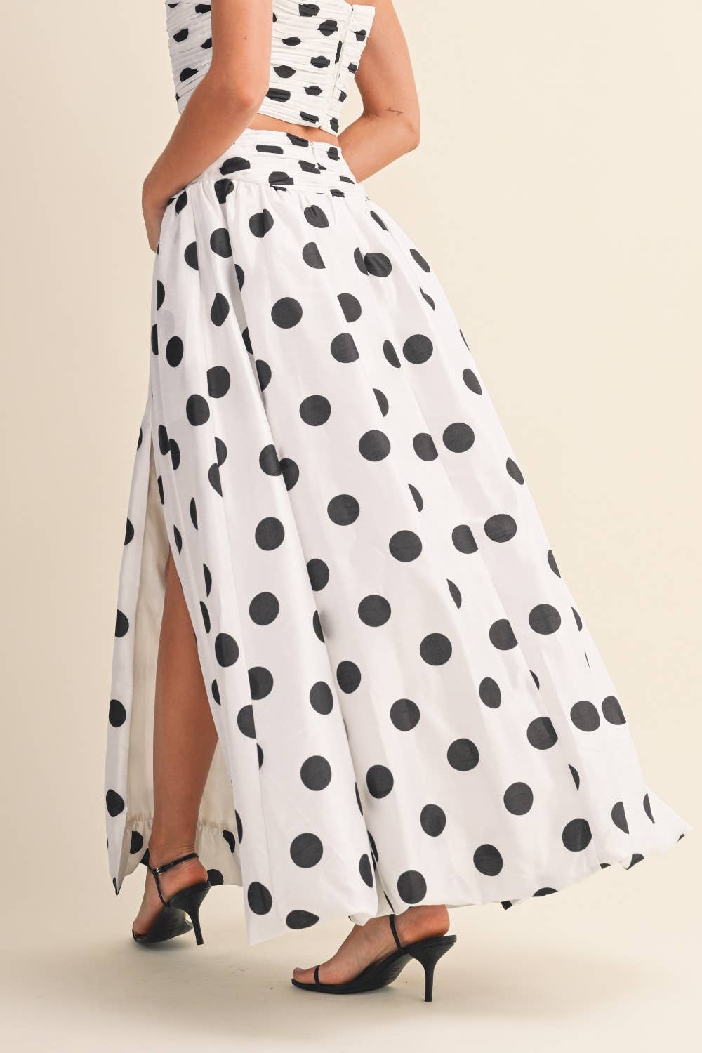 POLKA DOT PRINTED TOP AND BUBBLE HEM SET