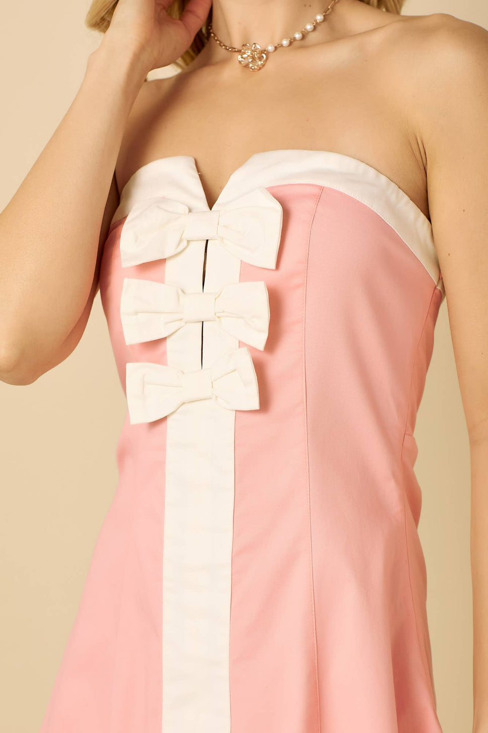 *Tube mini dress with contrast ribbon detail